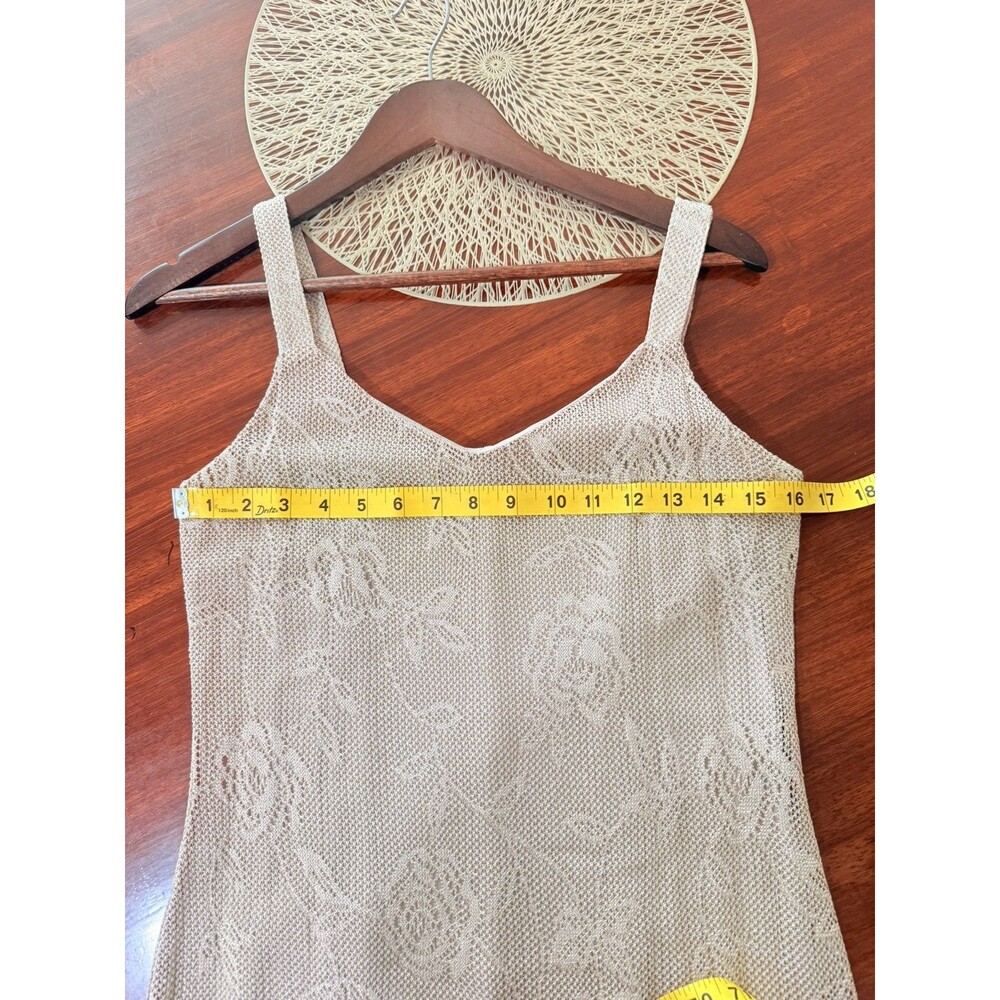 Vintage Spencer Alexis Gold Metallic Rose Lace Mermaid Midi Slip Dress Size S - Picture 6 of 10